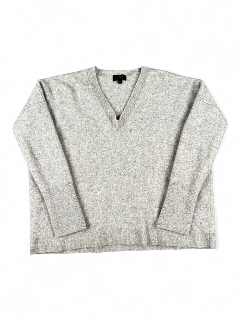 J.Crew 100% Cashmere V-Neck Sweater Size M Light Gray